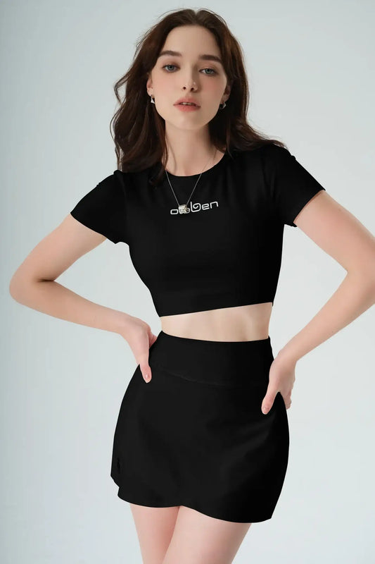 Racquet Crossover Skirt - Black - Olaben