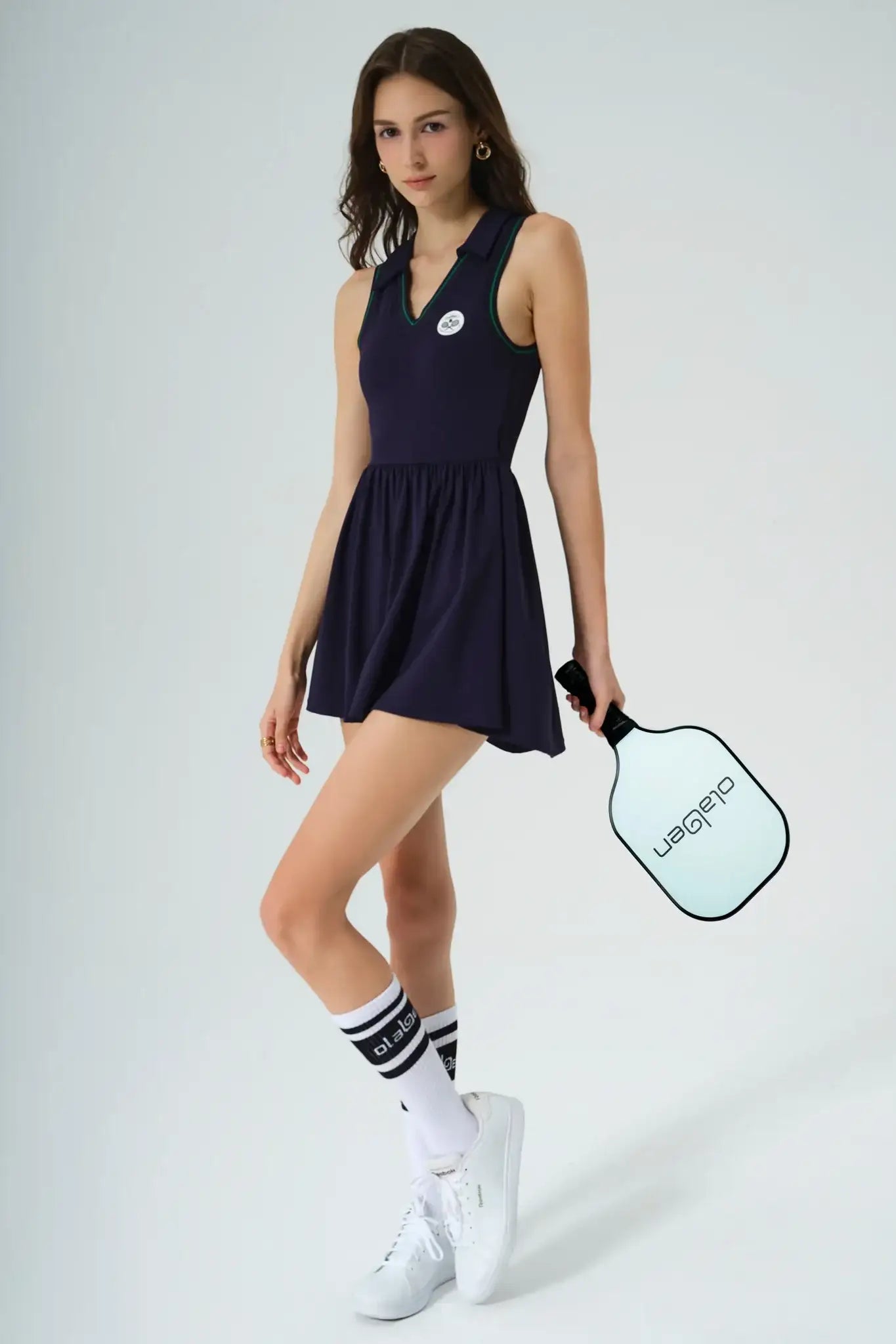 V Neck Polo Tennis Dress - Navy Blue | Olaben V Neck Polo Tennis Dress - Navy Blue | Olaben
