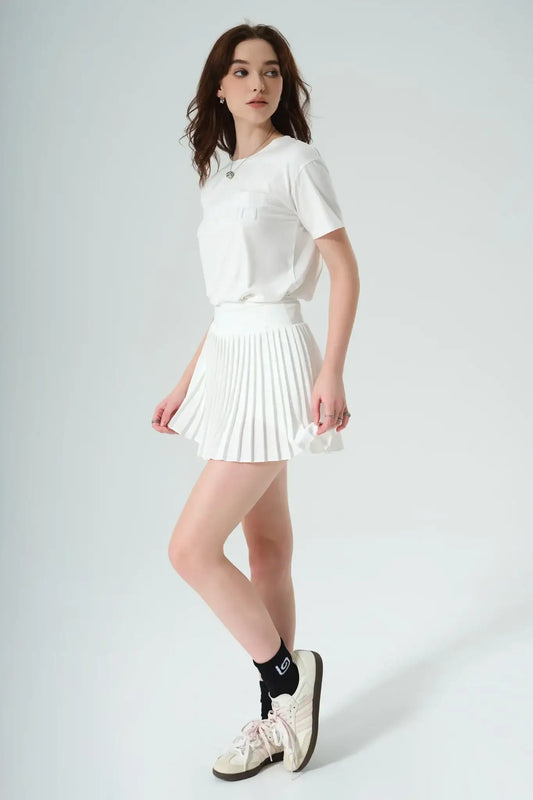 Elite Pleated Skirt - White - Olaben