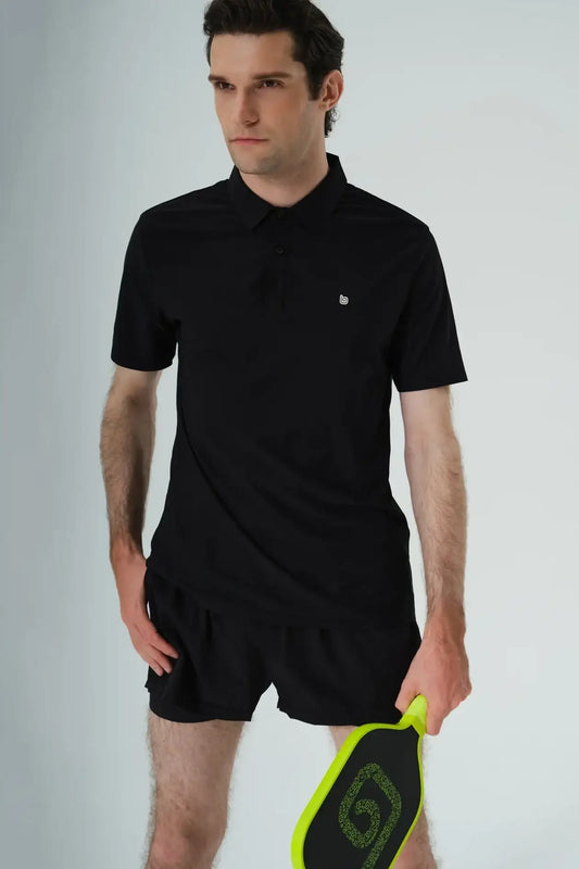 Racquet Club Polo Shirt & Verney 5'' Adapt Running Short - Black - Olaben