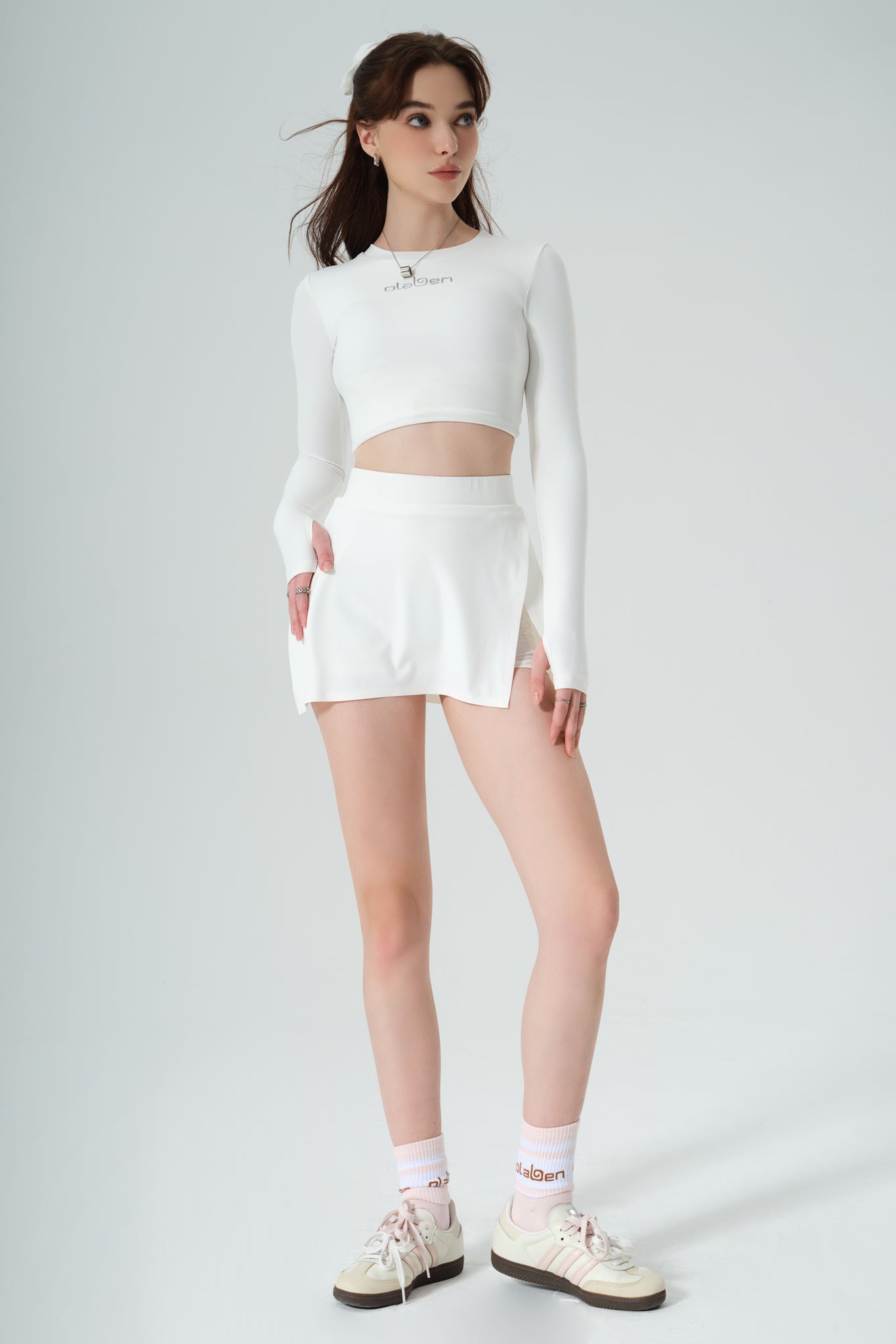 All Day Long Sleeve Crop - White