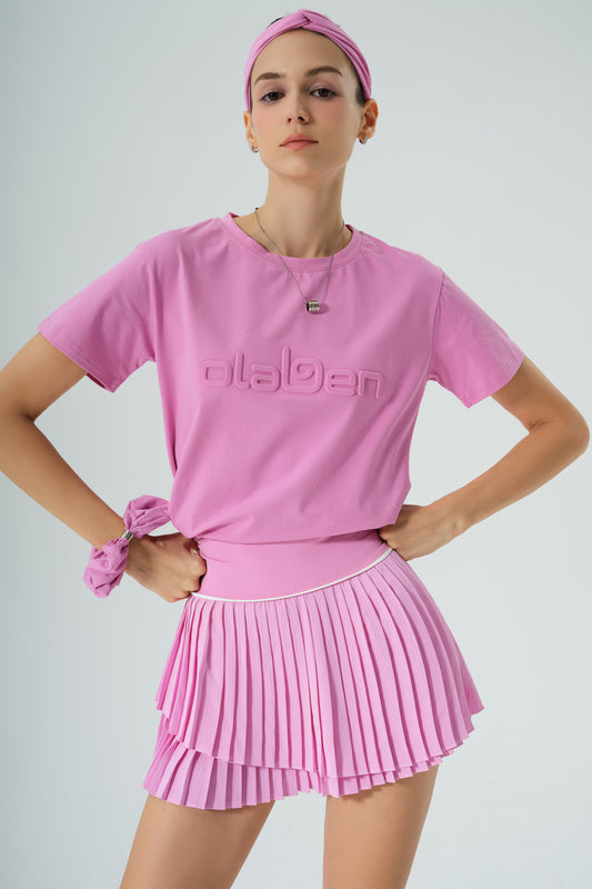 Limited Olaben Racquet Club Tee & Pleated A Line Skirt - Pink