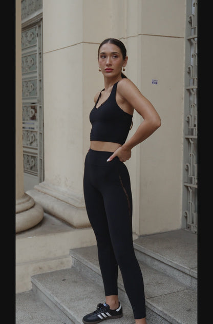 Zoe Monogram Leggings - Black