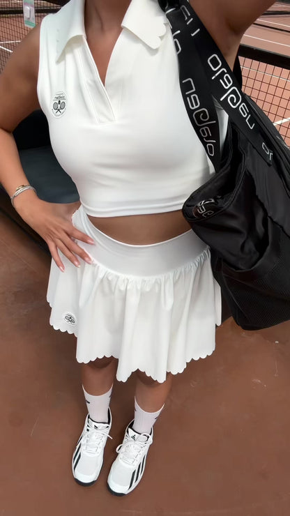 Prestige Cropped Polo & Prestige Tennis Skirt - White