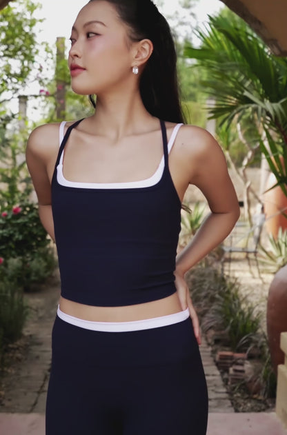 Double Layer Cross Tank - Noir Navy