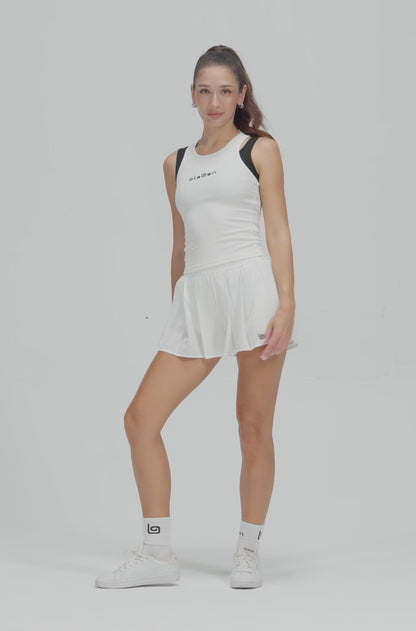 Double Layer Racer Tank - White Mix Black