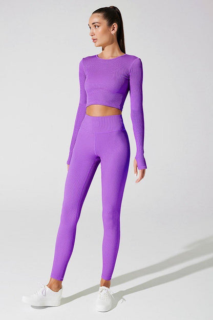 Querida high-waist fern dark lilac purple leggings for women, a stylish and comfortable choice for any occasion.