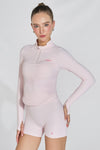 Áo Tay Dài Ribbed Khoá Kéo - Pink Babe