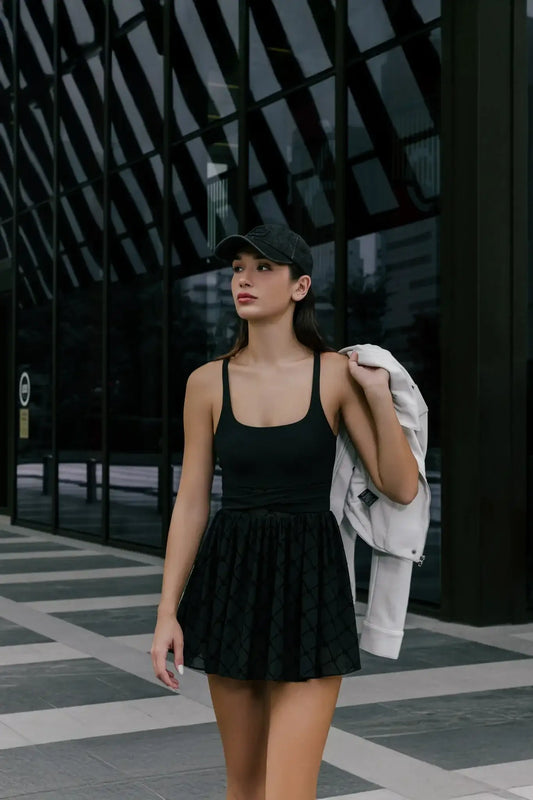 Salana Monogram Dress - Black - Olaben