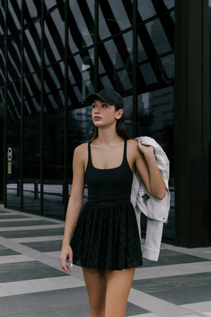 Salana Monogram Dress - Black - Olaben