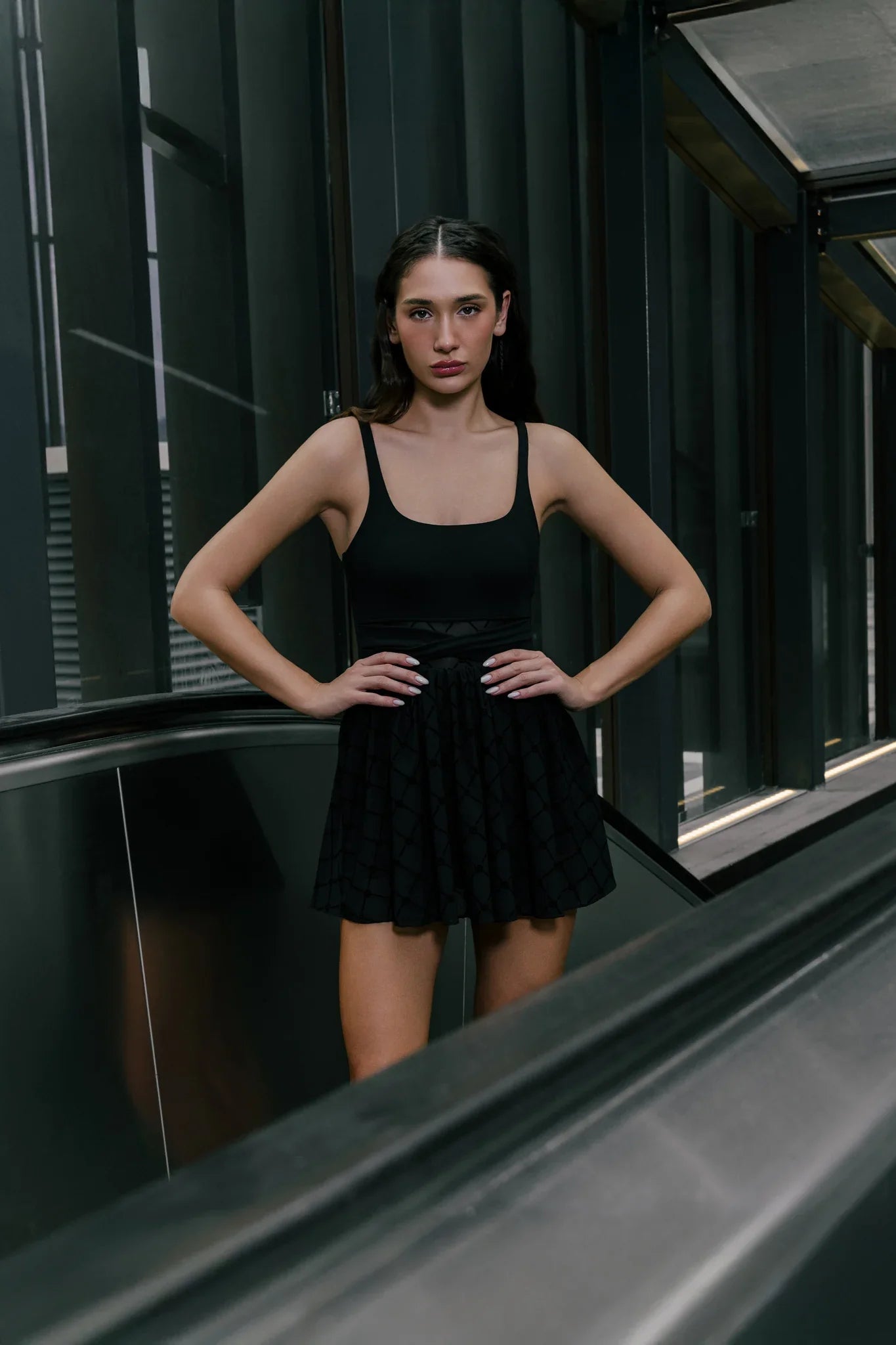 Salana Monogram Dress - Black - Olaben