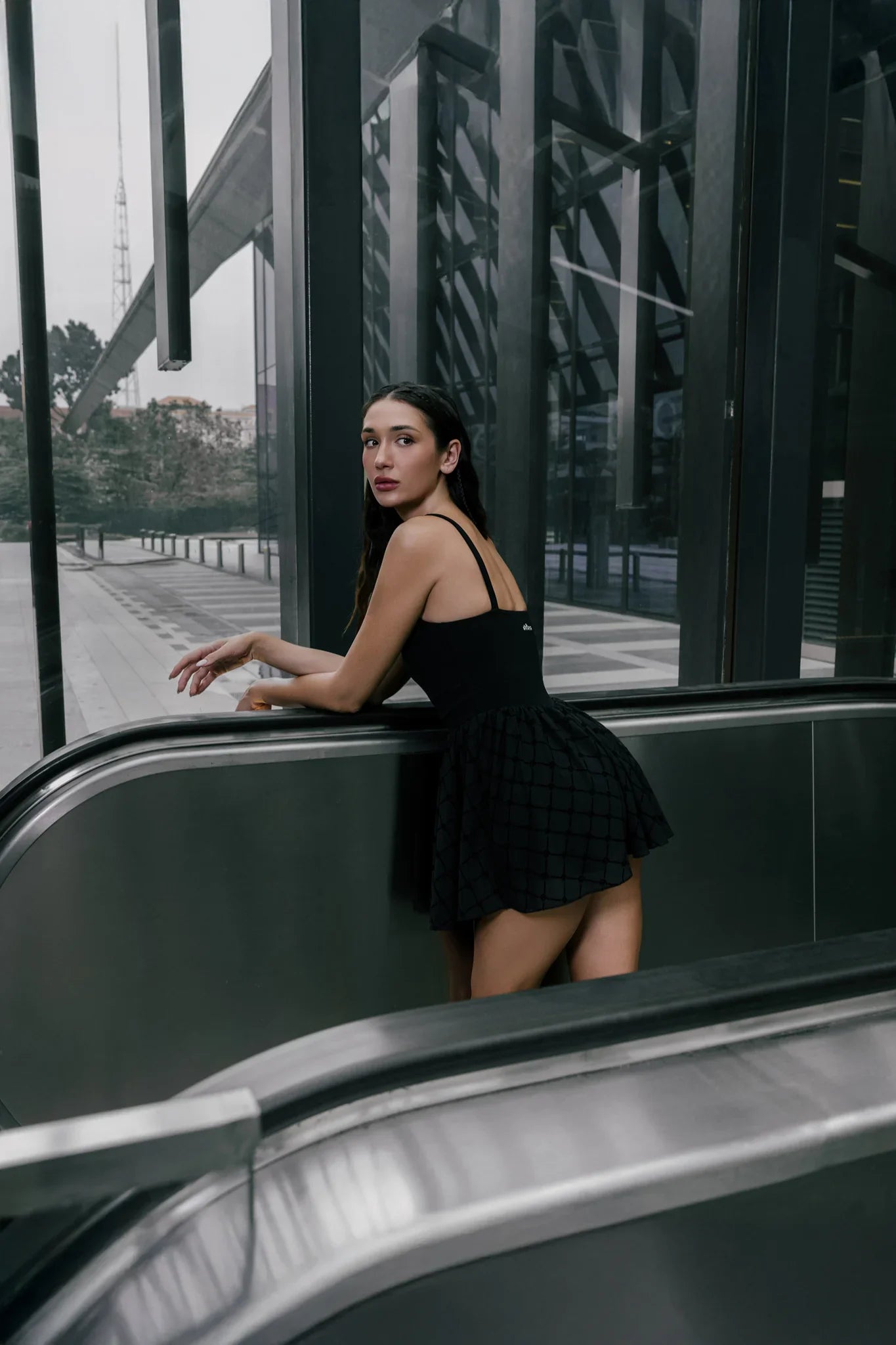 Salana Monogram Dress - Black - Olaben