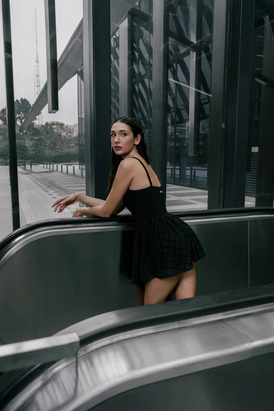 Salana Monogram Dress - Black - Olaben