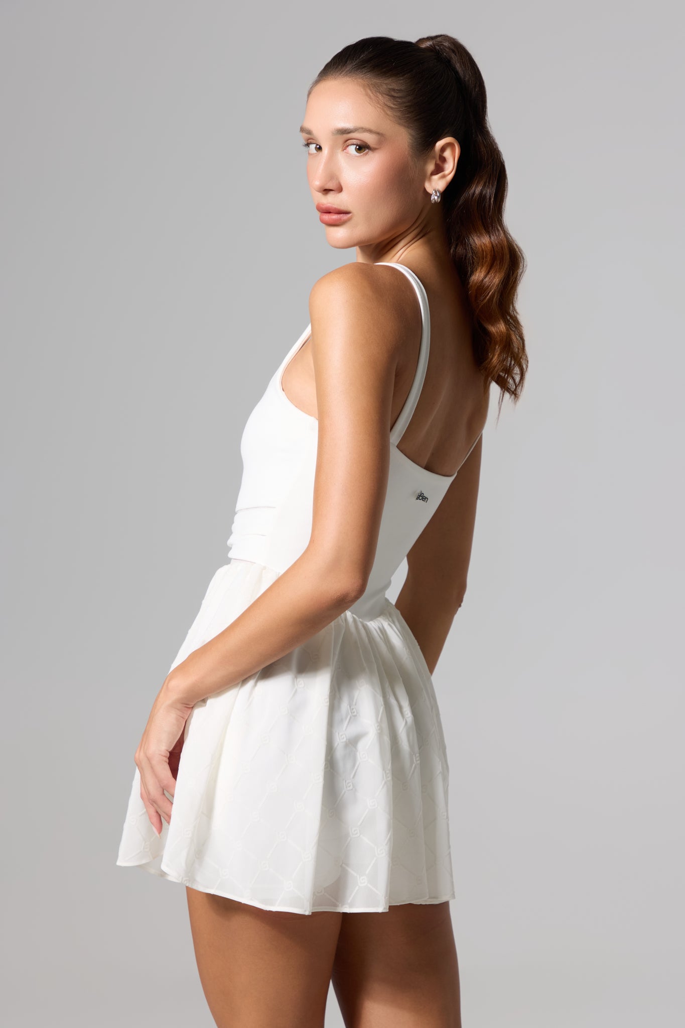 Salana Monogram Dress - White