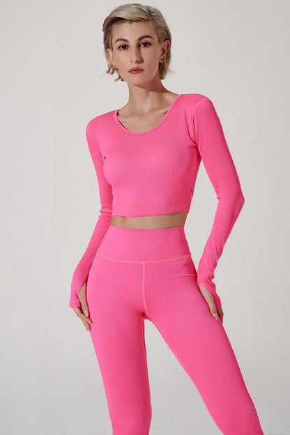 Hot pink long sleeve women's bra with a stylish design - OW-0059-WBR-PK_3.jpg
