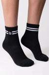 Striped Quarter Socks - Black