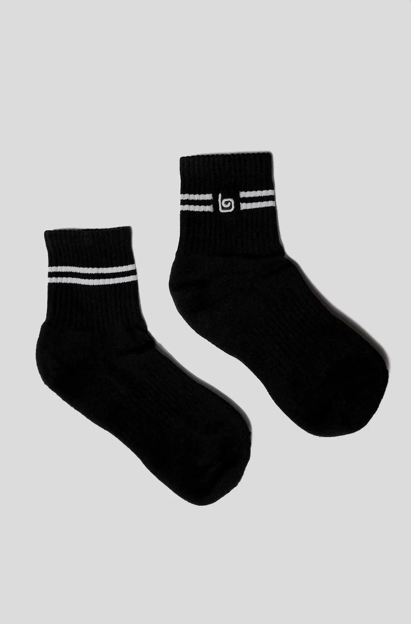 Striped Quarter Socks - Black