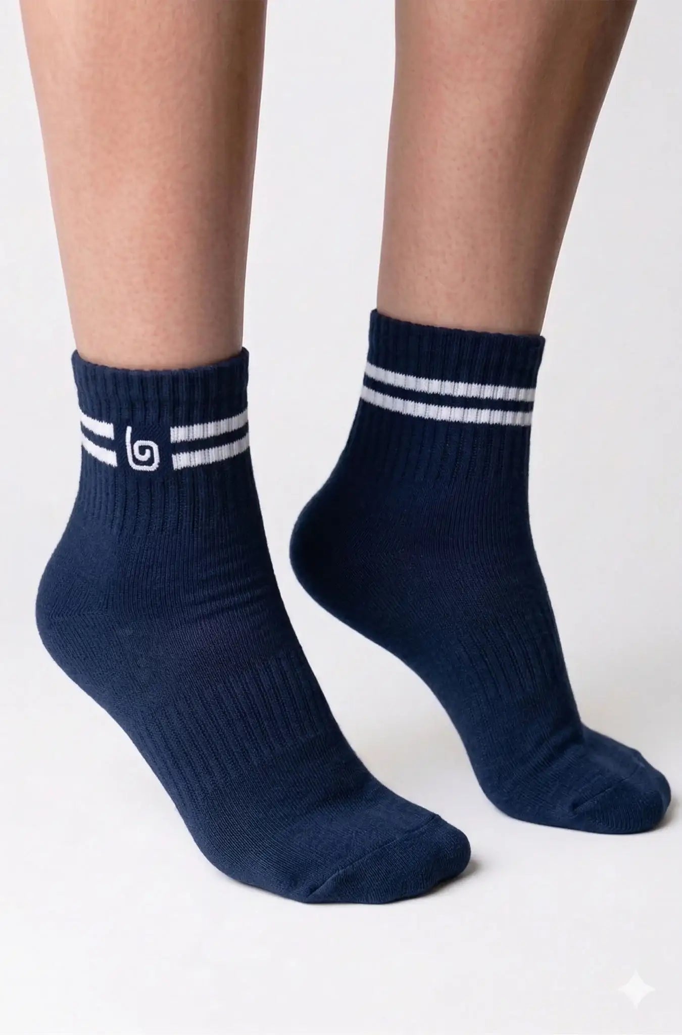 Striped Quarter Socks - Classic Navy