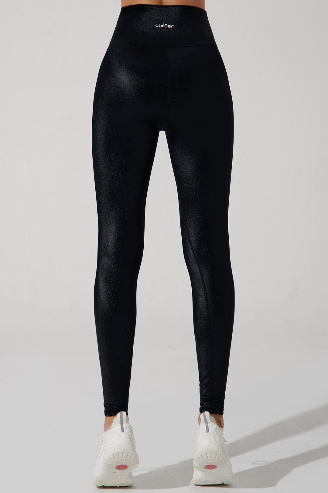 Stylish high-waisted women's leggings in jet black color - perfect for any occasion.