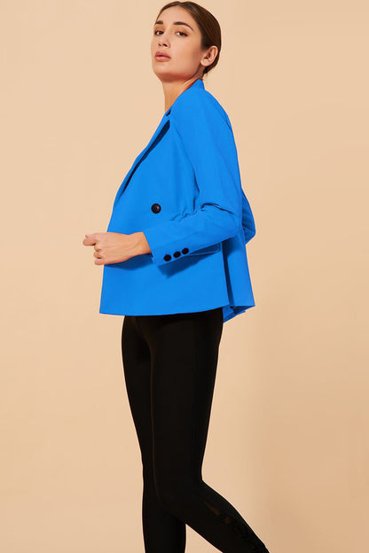 Stylish cornflower blue women's jacket by Tifan Blazer, perfect for any occasion.