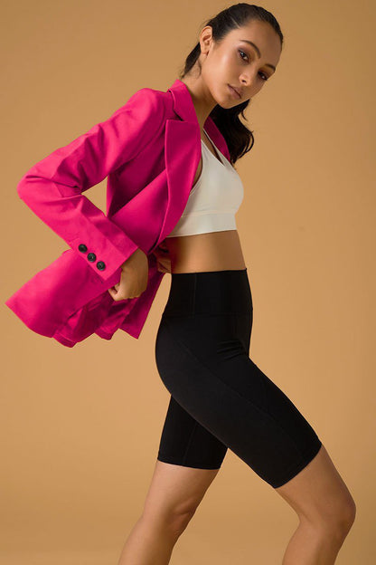 Stylish pink coral women's jacket by Tifan Blazer, perfect for any fashionable occasion.
