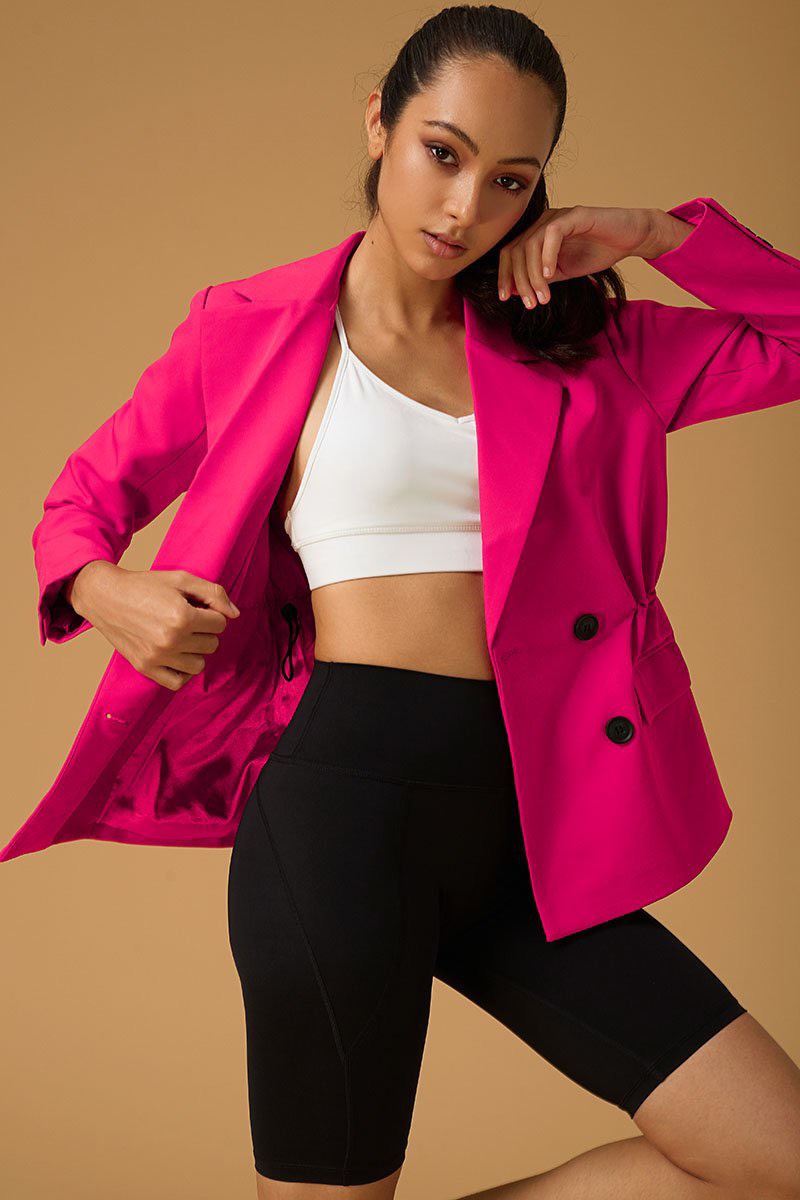 Stylish pink coral women's blazer jacket with a touch of elegance - OW-0132-WJK-PK_6.