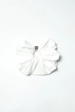 Oversized Silver Bead Scrunchie - White - Olaben