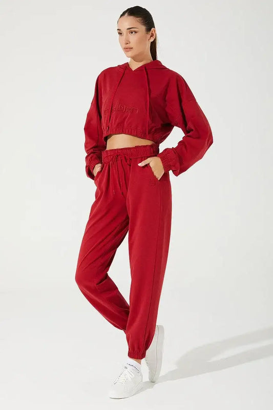 Women's Hoodie Croptop - Viva Magenta - Olaben