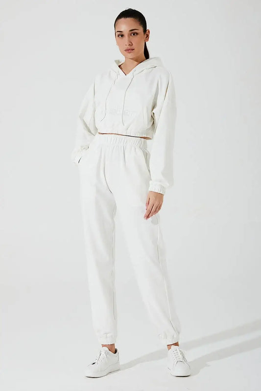 Women's Hoodie Croptop - White - Olaben