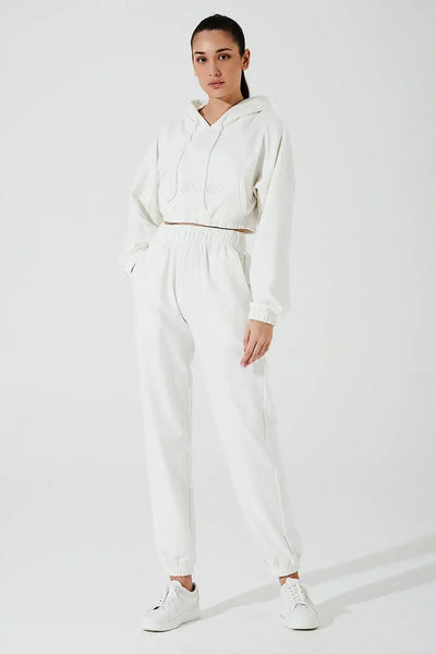 Women's Hoodie Croptop - White