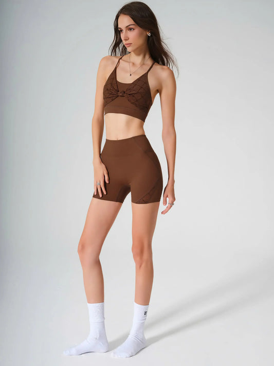 Lani Monogram Bra & Silas Monogram Shorts - Gingerbread - Olaben