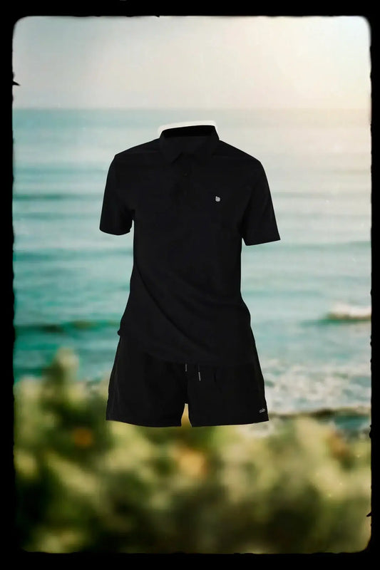 Racquet Club Polo Shirt & Verney 5'' Adapt Running Short - Black - Olaben